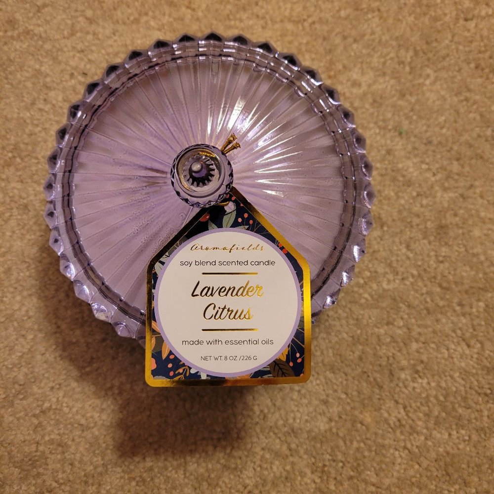 Aromafields Candy Dish Candle in Lavender Citrus (francesca's)